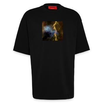 Blitz - Heavyweight T-Shirt - made by SPREAD  - SOLID BLACK - Vorne - Fiona (171cm)