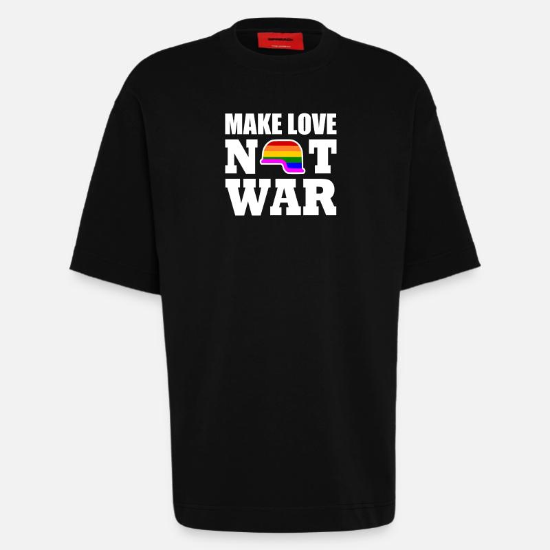 Make love not war - T-shirt bio épais oversize fabriqué en UE - SOLID BLACK