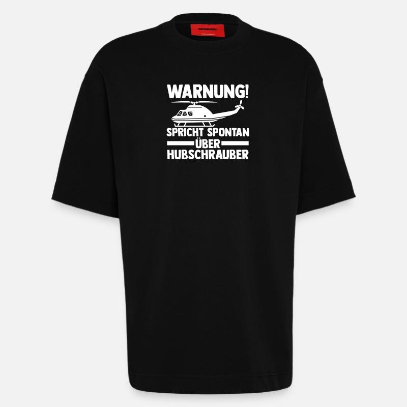 Pilote Hélicoptère Hélicoptère - T-shirt bio épais oversize fabriqué en UE - SOLID BLACK