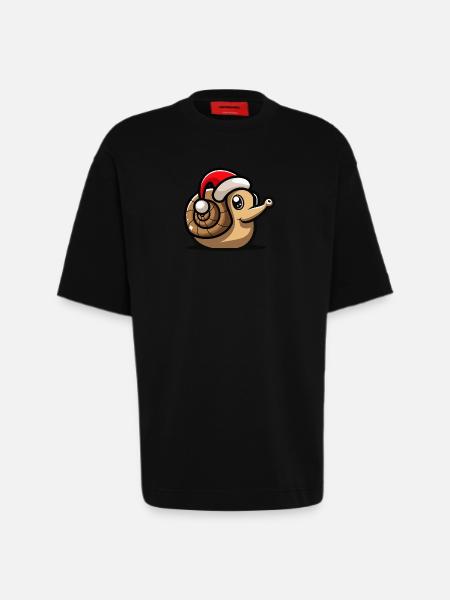 Noël de l’escargot - T-shirt bio épais oversize fabriqué en UE - SOLID BLACK
