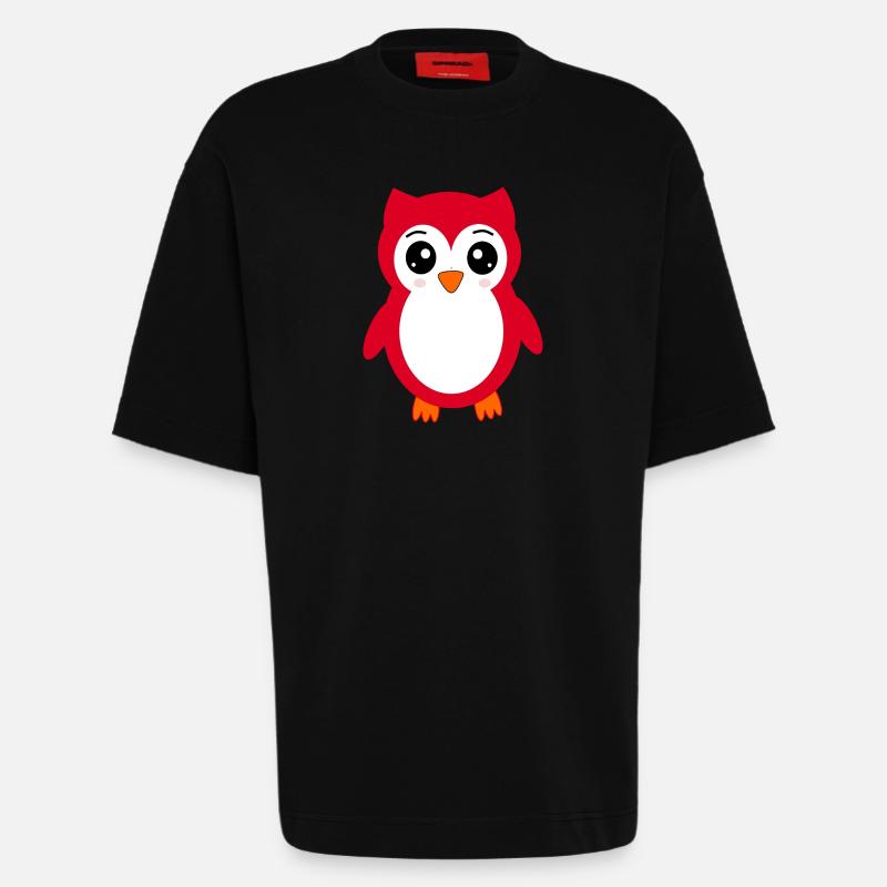 Eule rot - Heavyweight T-Shirt - made by SPREAD  - SOLID BLACK