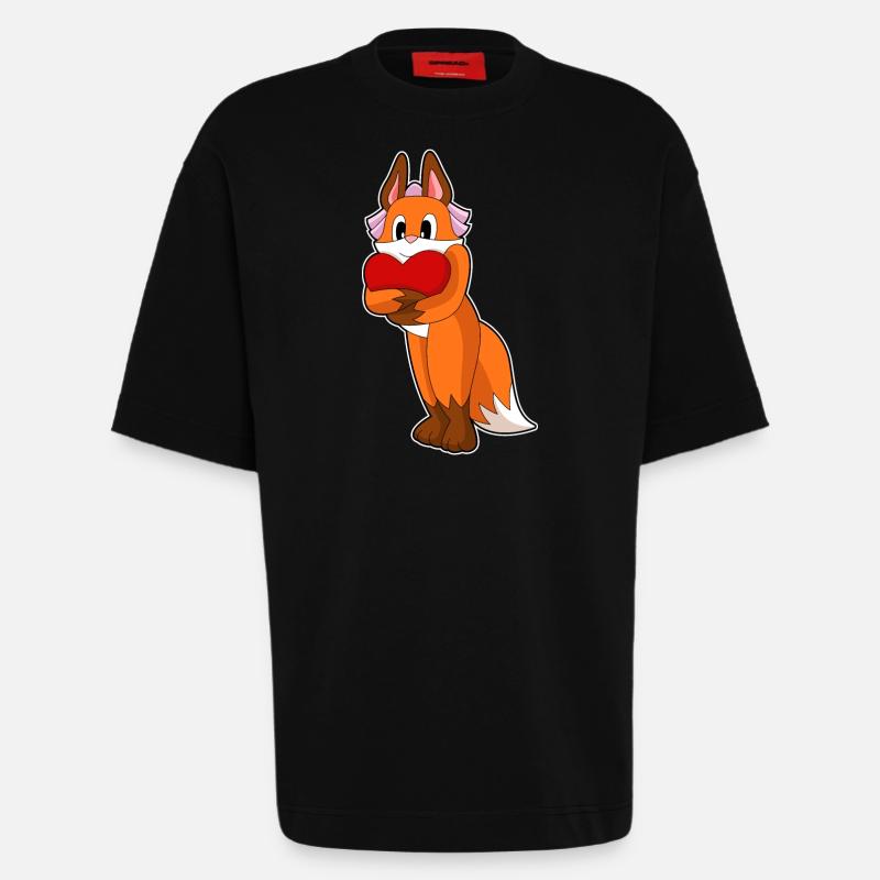 Mariage Fox Bride Heart - T-shirt bio épais oversize fabriqué en UE - SOLID BLACK