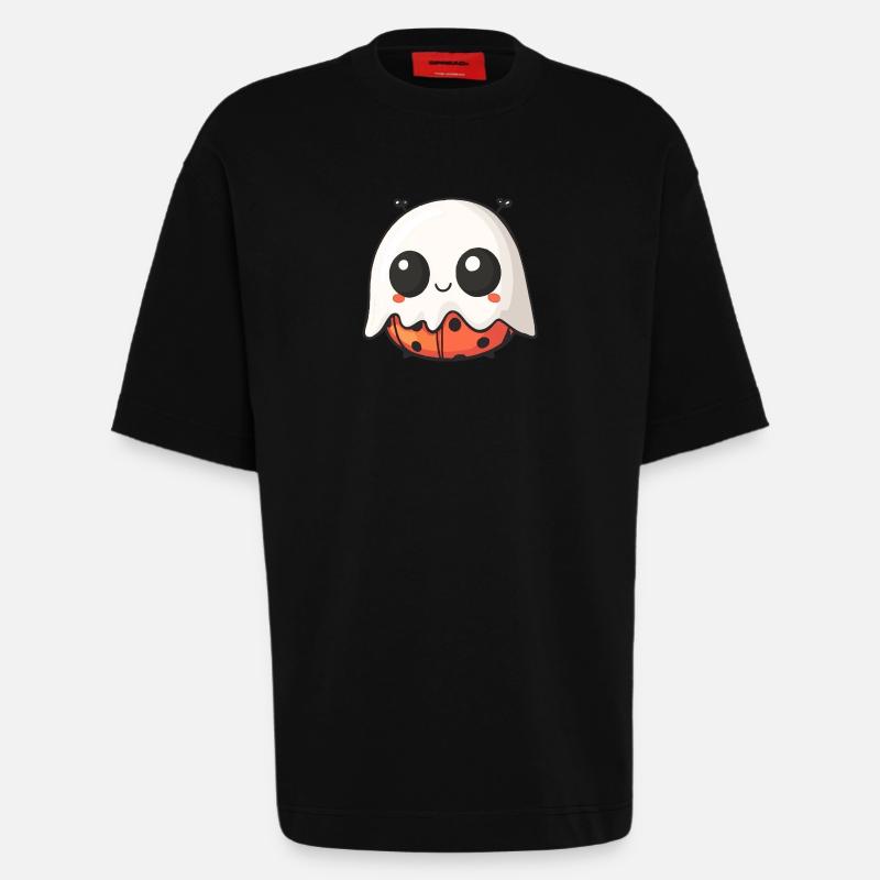 Ladybug Halloween Comic Ghost - Heavyweight T-Shirt - made by SPREAD - SOLID BLACK