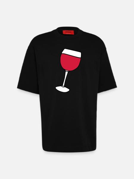 Rotwein im Glas - Heavyweight T-Shirt - made by SPREAD - SOLID BLACK