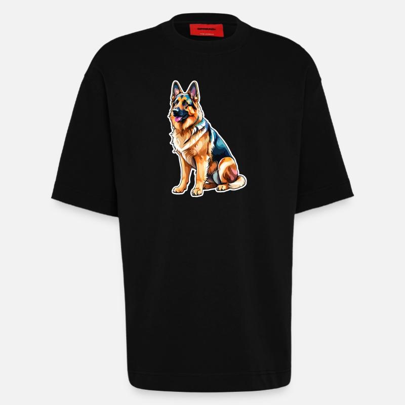 Deutscher Schäferhund Wasserfarben - Heavyweight T-Shirt - made by SPREAD - SOLID BLACK