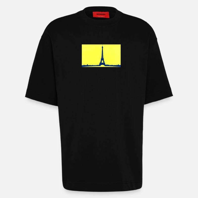Tour Eiffel dans abstrait - T-shirt bio épais oversize fabriqué en UE - SOLID BLACK
