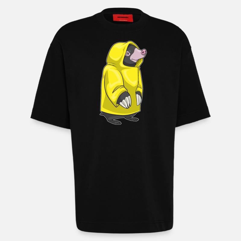 Mole Rain Rain Jacket - Heavyweight T-Shirt - made by SPREAD  - SOLID BLACK