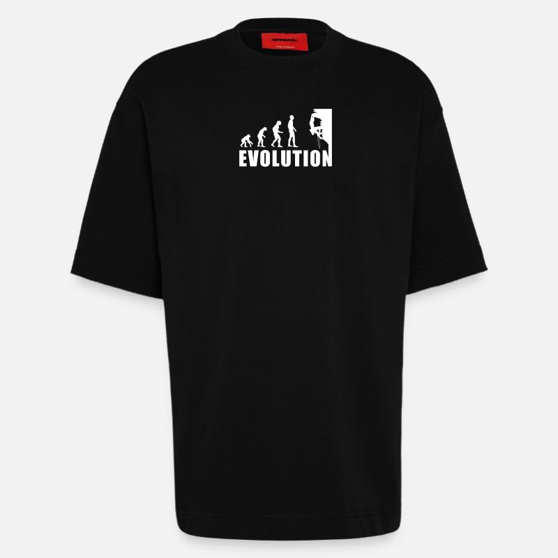 EVOLUTION Escalade Alpinisme Escalade Cadeau - T-shirt bio épais oversize fabriqué en UE - SOLID BLACK