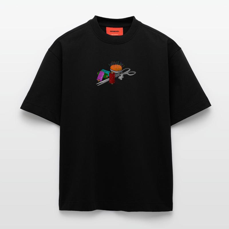 Motif tailleur avec ciseaux T-shirt bio épais oversize fabriqué en UE