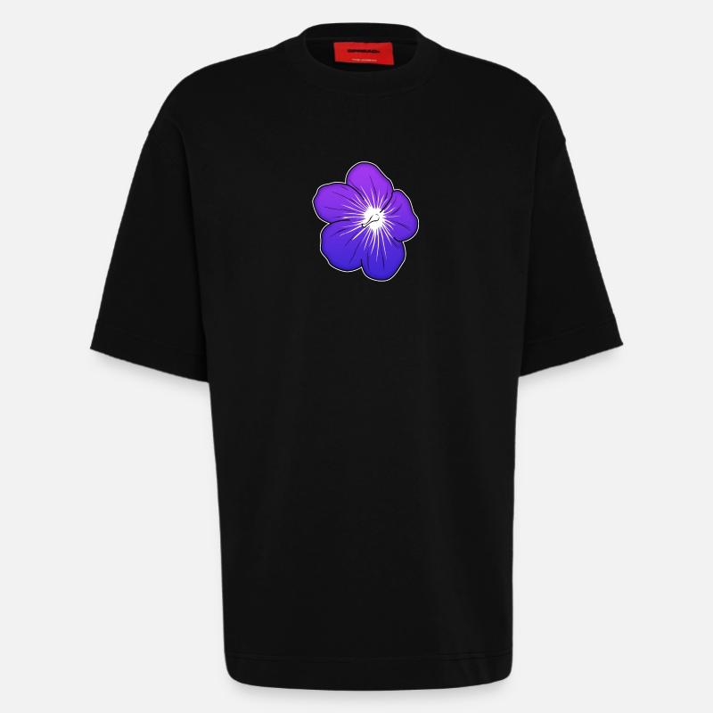 Violette Blütenillustration mit leuchtender Mitte - Heavyweight T-Shirt - made by SPREAD - SOLID BLACK