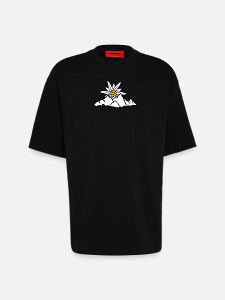 Sun mountain flower Edelweiss - Heavyweight T-Shirt - made by SPREAD - SOLID BLACK