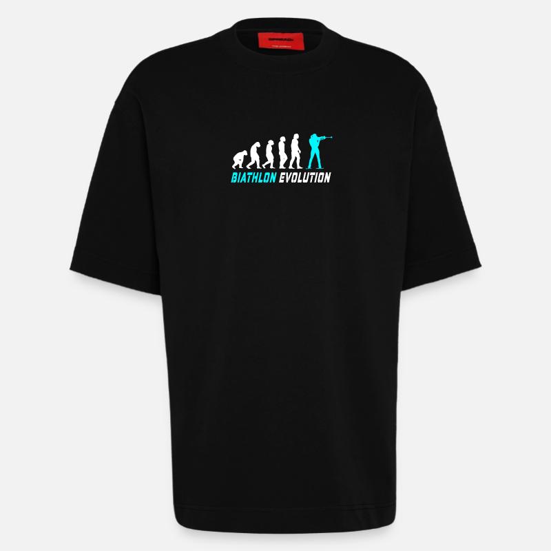 Conception / idée cadeau Evolution biathlon - T-shirt bio épais oversize fabriqué en UE - SOLID BLACK