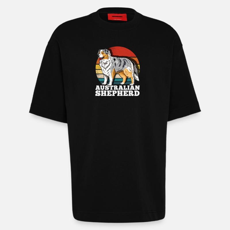 Australian Shepherd Aussie Retro - Heavyweight T-Shirt - made by SPREAD  - SOLID BLACK