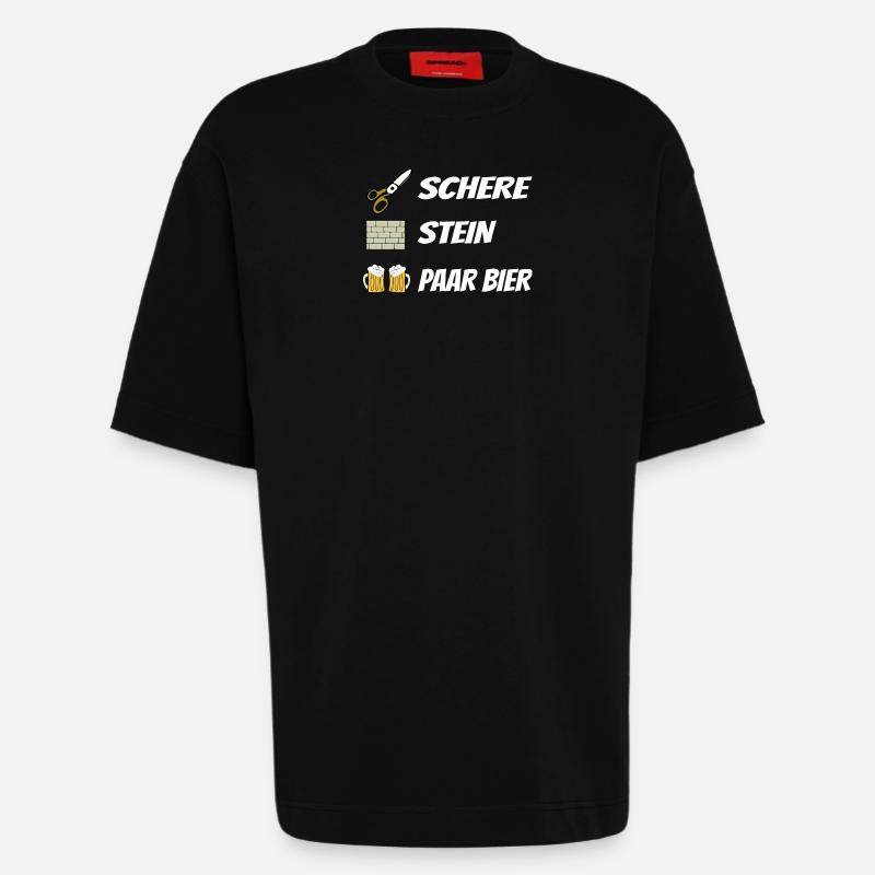 Schere , Stein, Paar Bier - Heavyweight T-Shirt - made by SPREAD  - SOLID BLACK
