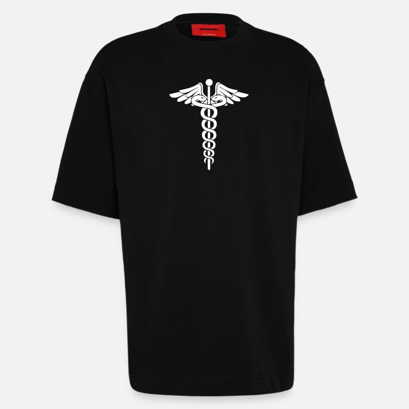 Bâton d'Asclépios Asclépios - T-shirt bio épais oversize fabriqué en UE - SOLID BLACK