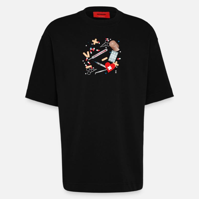 Erste Hilfe Set,Reiseapotheke oder Hausapotheke - Heavyweight T-Shirt - made by SPREAD  - SOLID BLACK