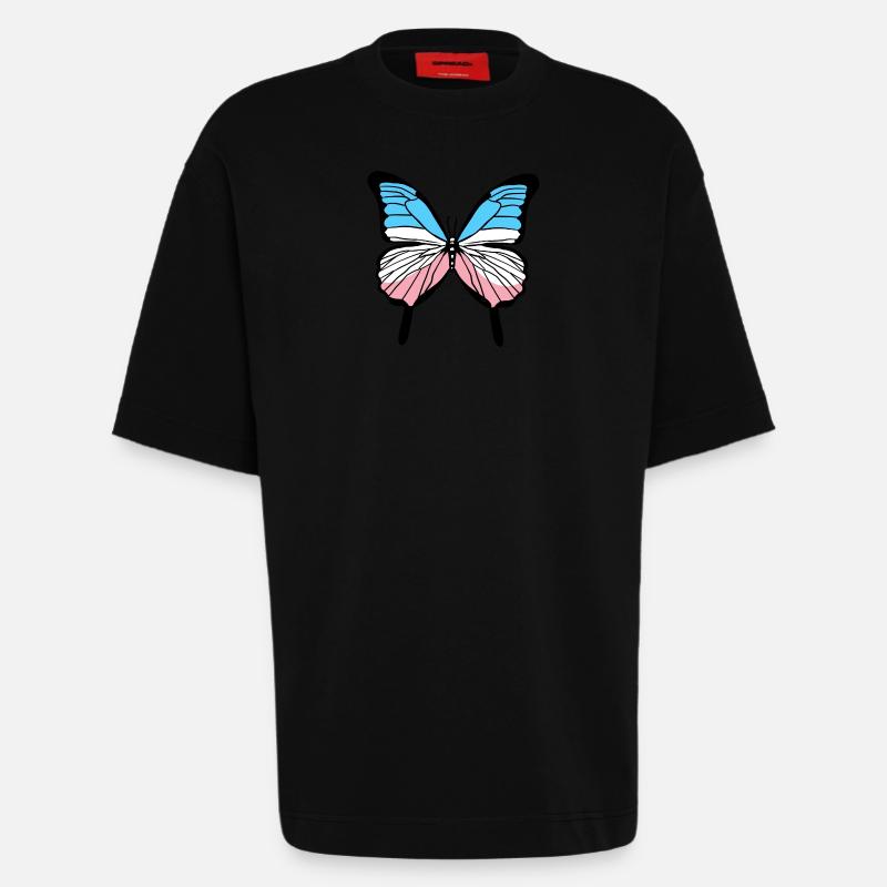 Trans Pride Schmetterling Transgender Pride - Heavyweight T-Shirt - made by SPREAD  - SOLID BLACK