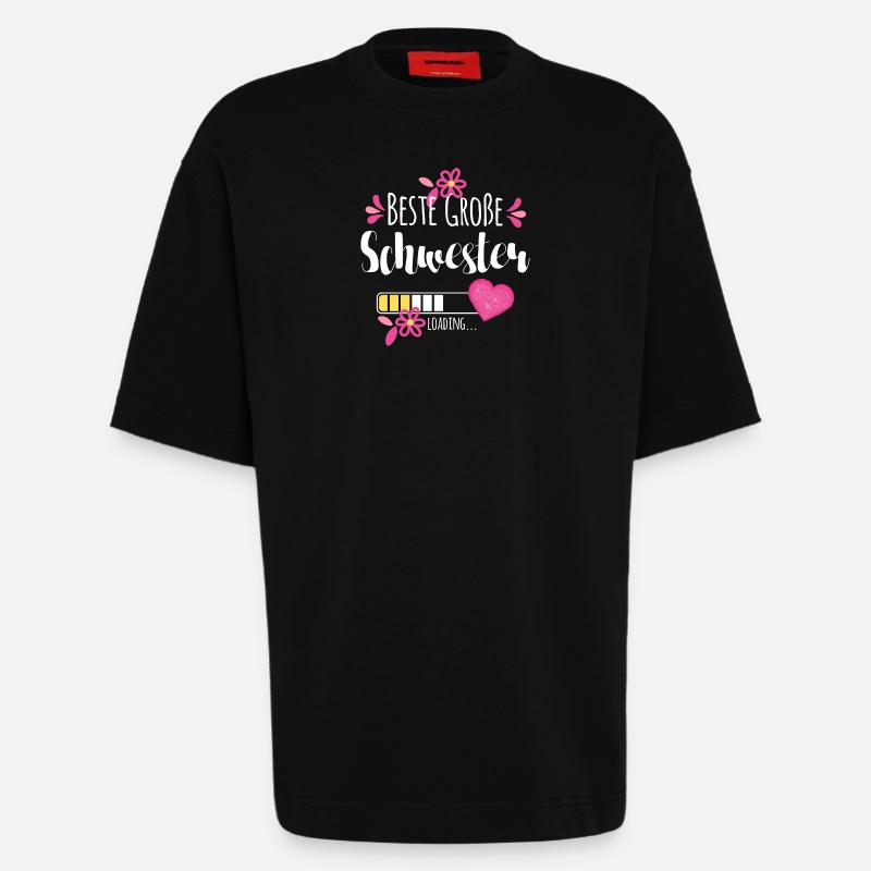 Beste Große Schwester Loading - Heavyweight T-Shirt - made by SPREAD  - SOLID BLACK