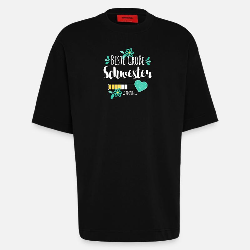 Beste Große Schwester Loading - Heavyweight T-Shirt - made by SPREAD  - SOLID BLACK