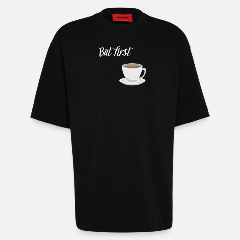 First Coffee - Coffee Design - Heavyweight T-Shirt - made by SPREAD - SOLID BLACK