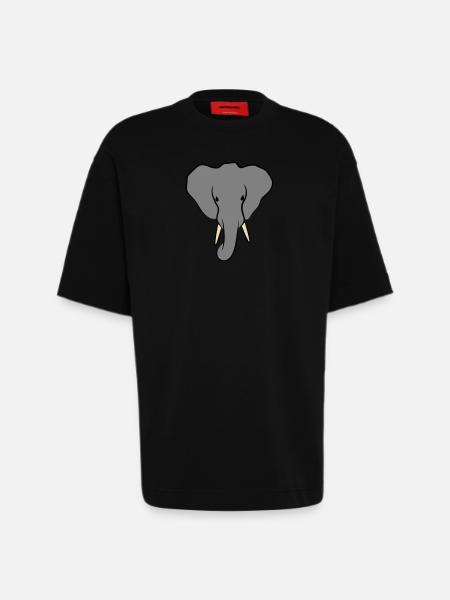 Elephant Head Minimalist - Heavyweight T-Shirt - made by SPREAD  - SOLID BLACK