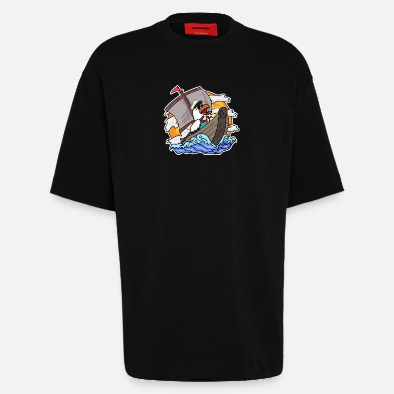 Möwe im Boot - Heavyweight T-Shirt - made by SPREAD  - SOLID BLACK