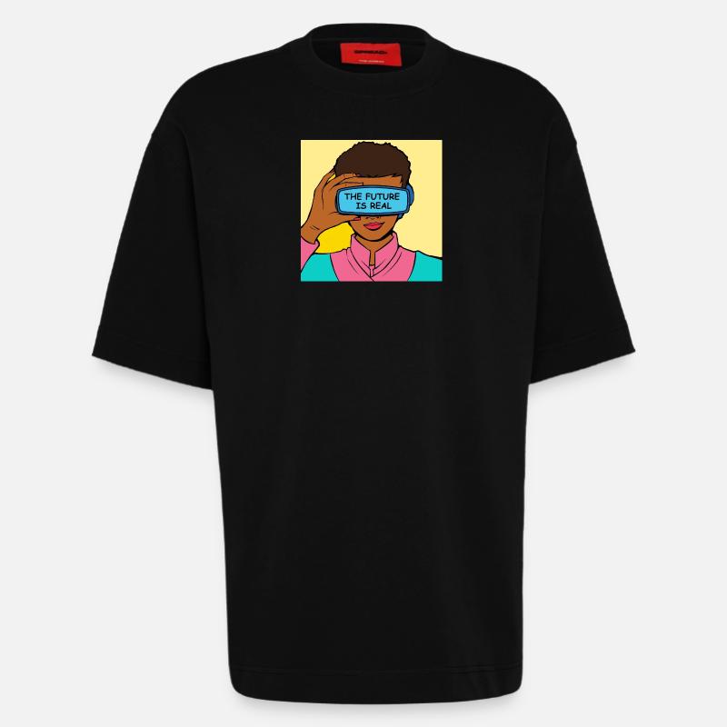 L’avenir, c’est Real VR Vision - T-shirt bio épais oversize fabriqué en UE - SOLID BLACK