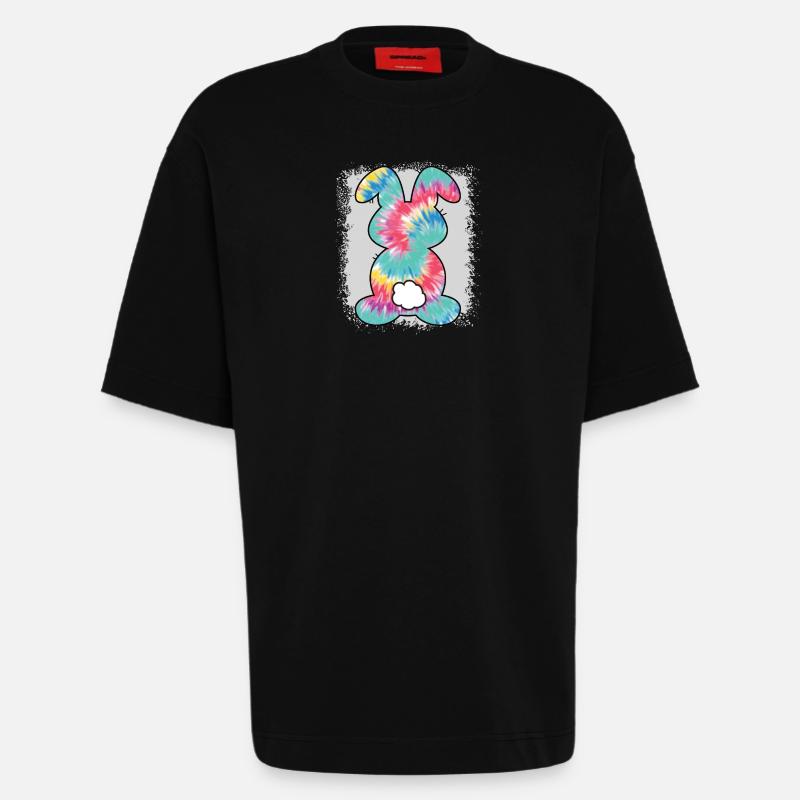 Tie Dye Rabbit Bleached Easter - Heavyweight T-Shirt - made by SPREAD  - SOLID BLACK