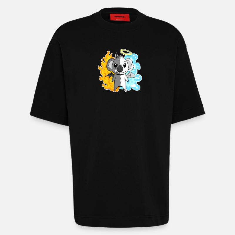 Koala - Angels and Devils - Heavyweight T-Shirt - made by SPREAD  - SOLID BLACK