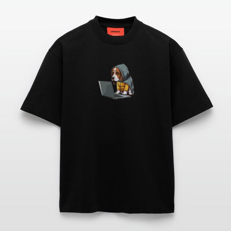 Chien codeur T-shirt bio épais oversize fabriqué en UE