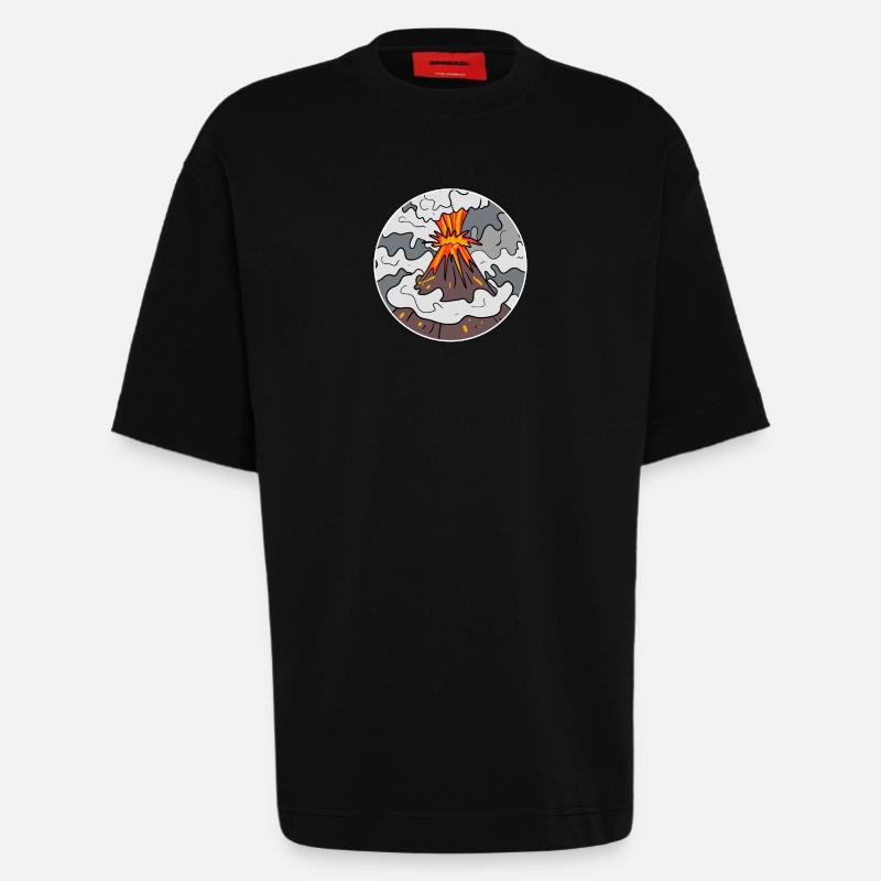 Vulkan Berg Kreis Berge Vulkane - Heavyweight T-Shirt - made by SPREAD  - SOLID BLACK