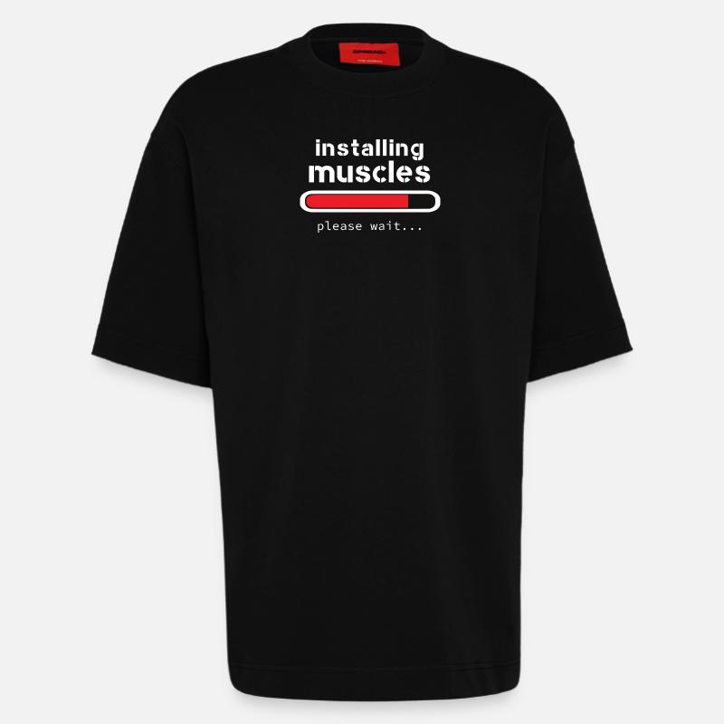 installing muscles - Heavyweight T-Shirt - made by SPREAD  - SOLID BLACK