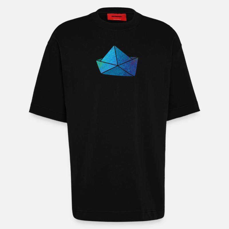 Papierboot Meeresgrund Boot Schiff Meer Kinder - Heavyweight T-Shirt - made by SPREAD  - SOLID BLACK