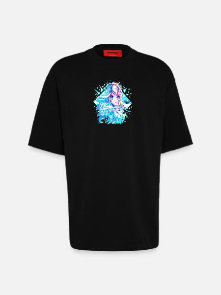Anime Snow Queen Ice Princess - Heavyweight T-Shirt - made by SPREAD  - SOLID BLACK