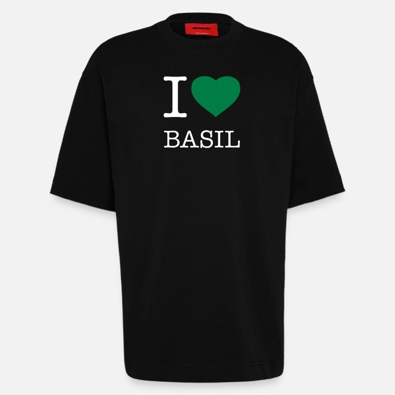 J’AIME LE BASILIC Basilikum - T-shirt bio épais oversize fabriqué en UE - SOLID BLACK