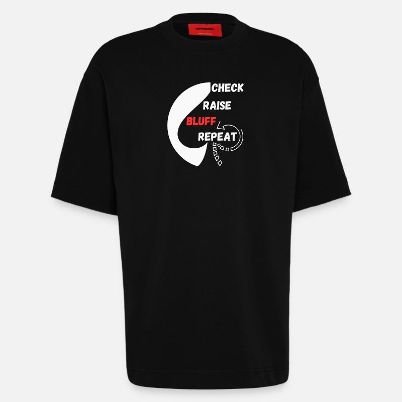 Repeat Poker "Chess, Raise, Bluff, Repeat" - Heavyweight T-Shirt - made by SPREAD - SOLID BLACK