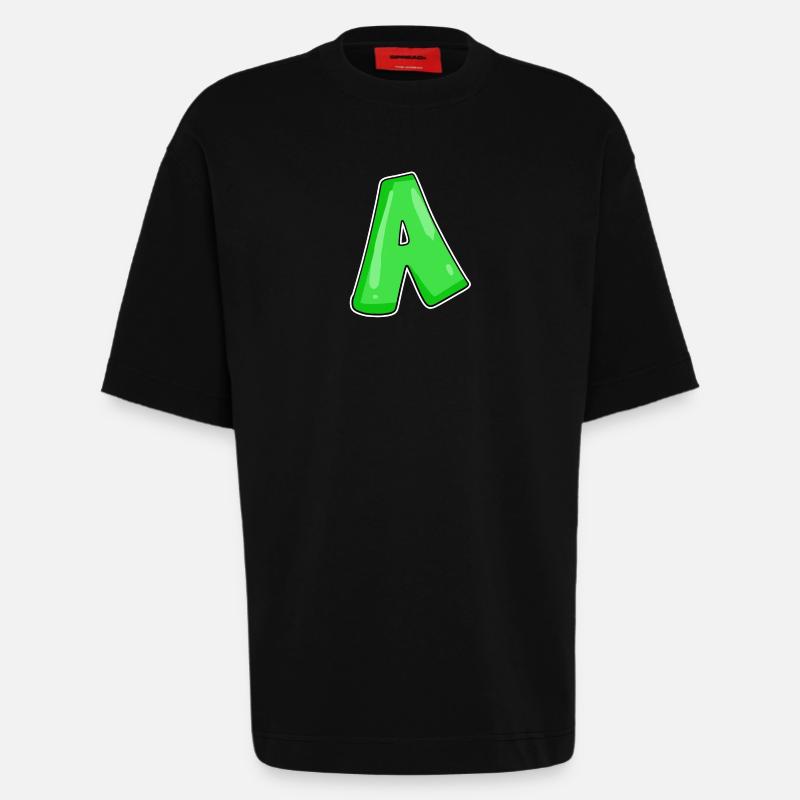 Buchstabe A Anfangsbuchstabe - Heavyweight T-Shirt - made by SPREAD  - SOLID BLACK