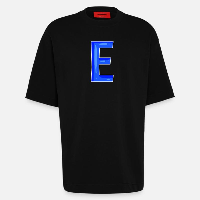 Point E - Initial point E - T-shirt bio épais oversize fabriqué en UE - SOLID BLACK