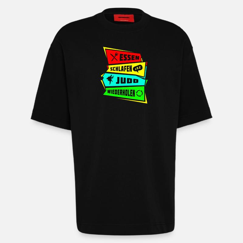 Manger dormir Judo Répéter - T-shirt bio épais oversize fabriqué en UE - SOLID BLACK