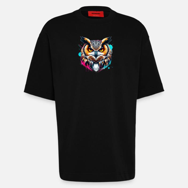 Owl - Heavyweight T-Shirt - made by SPREAD - SOLID BLACK