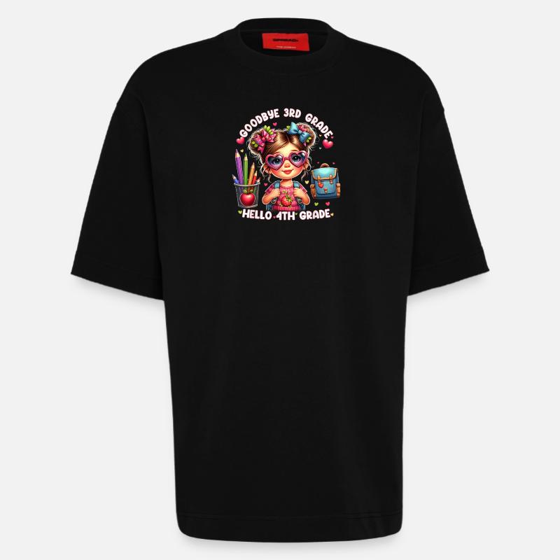 Goodbye 3rd Grade Hello 4th - Heavyweight T-Shirt - made by SPREAD - SOLID BLACK