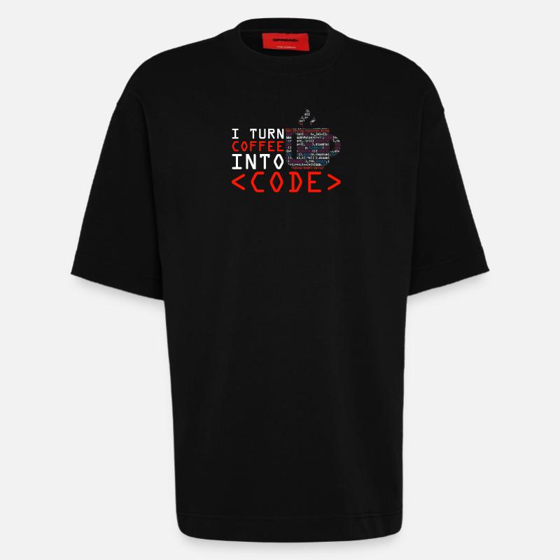 Aus Kaffee Code generieren Programmierer - Heavyweight T-Shirt - made by SPREAD  - SOLID BLACK