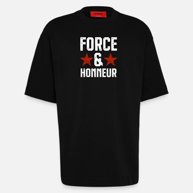 Force et honneur 1 - T-shirt bio épais oversize fabriqué en UE - SOLID BLACK