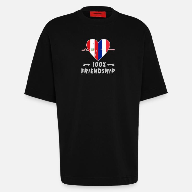 Peru und Frankreich 100% Freundschaft - Heavyweight T-Shirt - made by SPREAD - SOLID BLACK