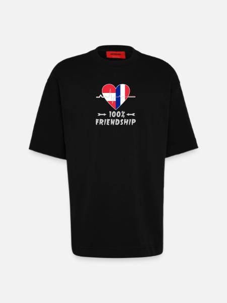 Austria and France 100% friendship - Heavyweight T-Shirt - made by SPREAD - SOLID BLACK