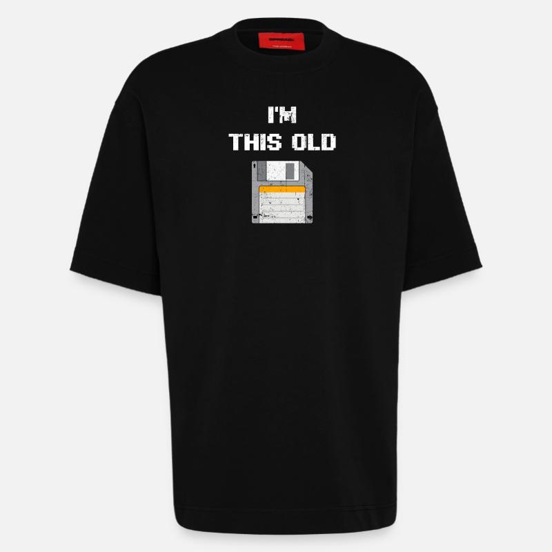 Retro Floppy Disk Era Tee - Heavyweight T-Shirt - made by SPREAD  - SOLID BLACK