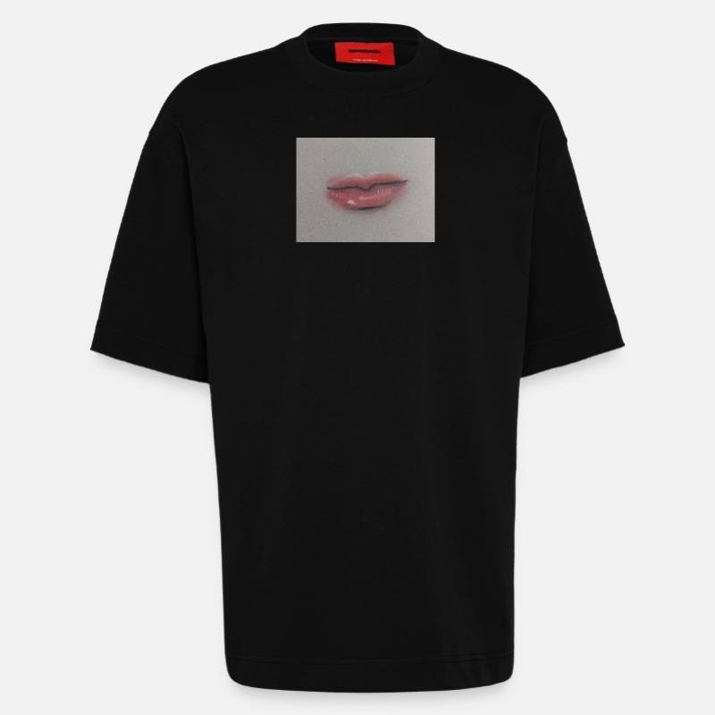 Expressive Lippenkunst auf Graufolie - Heavyweight T-Shirt - made by SPREAD  - SOLID BLACK