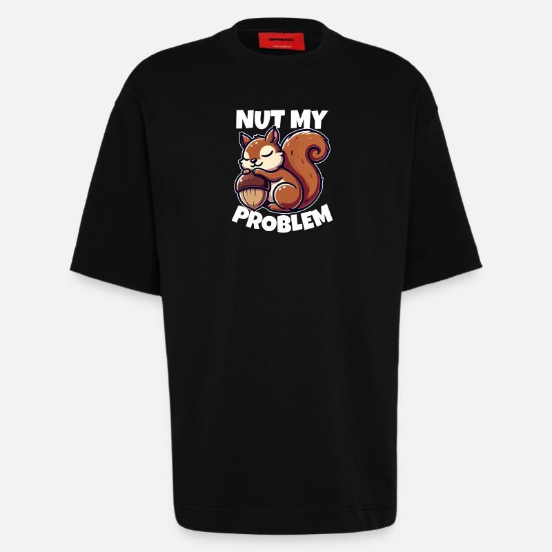 Nut My Problem - Witziges Eichhörnchen-Design - Heavyweight T-Shirt - made by SPREAD  - SOLID BLACK