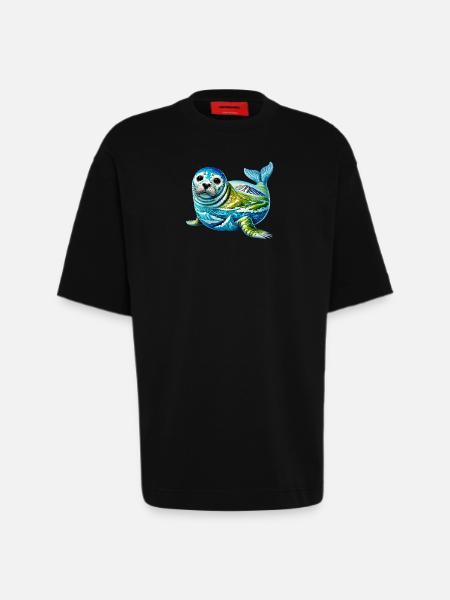 Phoque - T-shirt bio épais oversize fabriqué en UE - SOLID BLACK