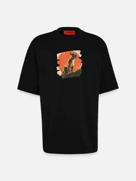 Lion from mountain Retro - Heavyweight T-Shirt - made by SPREAD  - SOLID BLACK